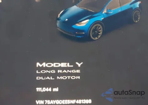 2022 Tesla Model Y Long Range Dual Motor All-Wheel Drive from USA, damaged, VIN 7SAYGDEE5NF481398